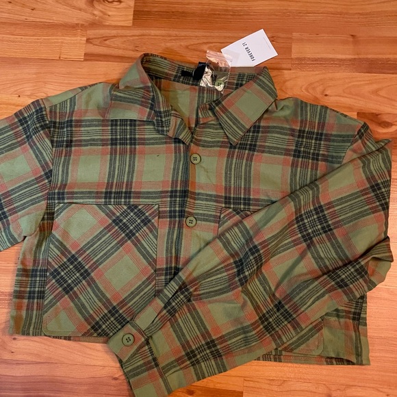 plaid print drop shoulder blouse and skirt - Picture 2 of 3